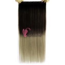 Extensie de par cu 5 Clips On delux dubla dreapta de 60 cm, Ombre Brunet - Blond Ash Inchis HT1T24